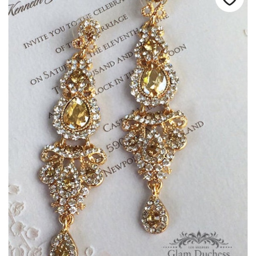 Champagne Bridal Chandelier Earrings